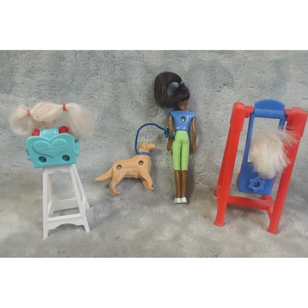 Vtg 1998 1999 Barbie McDonalds Happy Meal Toy Lot Kelly Christie Dog Swing Chair